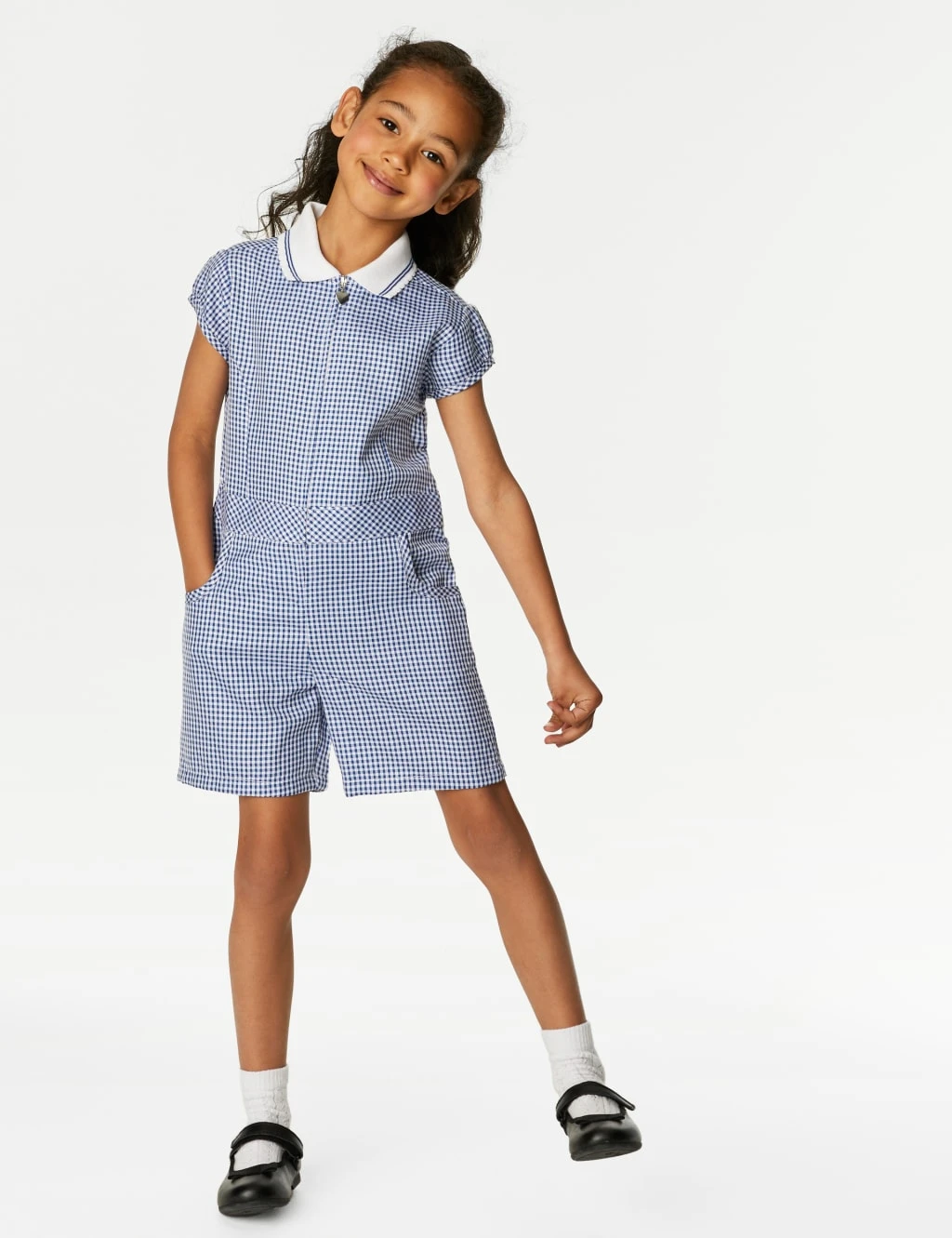Girls' Gingham School Playsuit (2-14 Yrs) 1 Girls' Gingham School Playsuit (2-14 Yrs)
