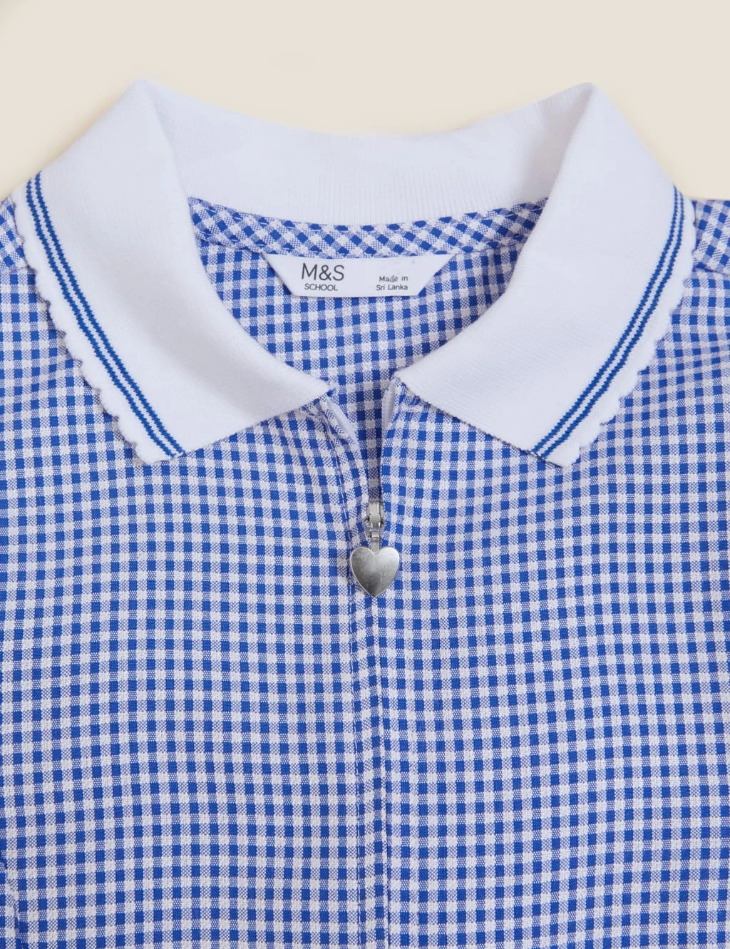 No Brand Girls' Gingham Pleated Zip School Playsuit (2-14 Yrs) 2 No Brand Girls' Gingham Pleated Zip School Playsuit (2-14 Yrs) - Image 2