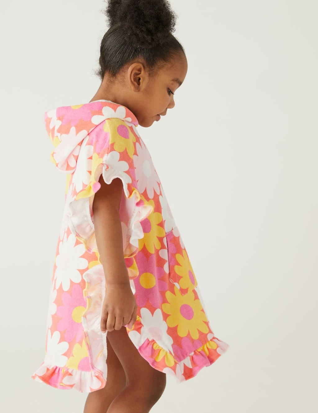 Cotton Rich Towelling Floral Poncho (2-8 Yrs) 3 Cotton Rich Towelling Floral Poncho (2-8 Yrs) - Image 3