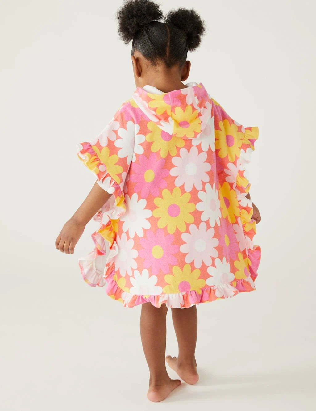 Cotton Rich Towelling Floral Poncho (2-8 Yrs) 4 Cotton Rich Towelling Floral Poncho (2-8 Yrs) - Image 4