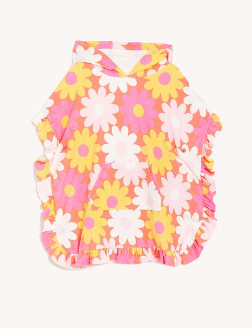 Cotton Rich Towelling Floral Poncho (2-8 Yrs) 2 Cotton Rich Towelling Floral Poncho (2-8 Yrs) - Image 2
