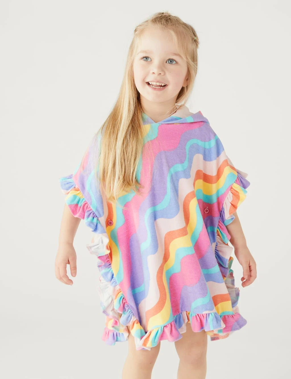 Cotton Rich Towelling Striped Poncho (2-8 Yrs) 3 Cotton Rich Towelling Striped Poncho (2-8 Yrs) - Image 3