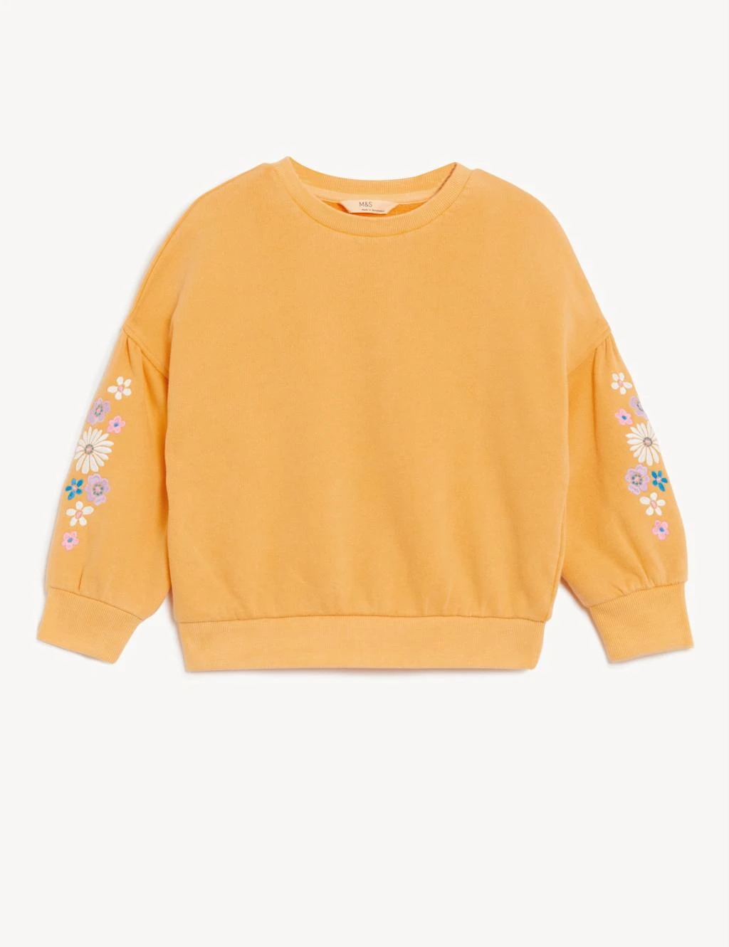 Cotton Rich Flower Embroidered Sweatshirt (2-8 Yrs) 2 Cotton Rich Flower Embroidered Sweatshirt (2-8 Yrs) - Image 2