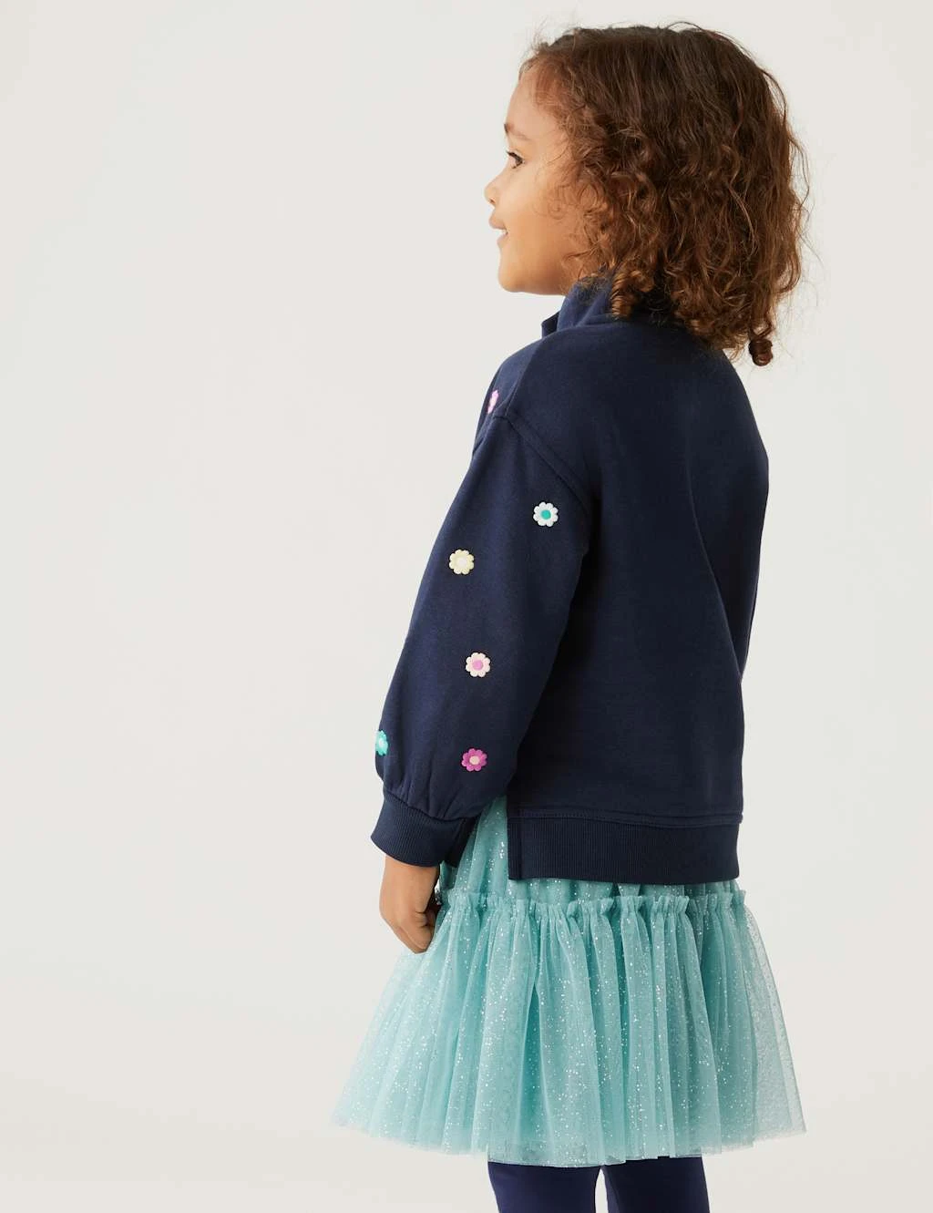 Cotton Rich Floral Half Zip Sweatshirt (2-8 Yrs) 4 Cotton Rich Floral Half Zip Sweatshirt (2-8 Yrs) - Image 4