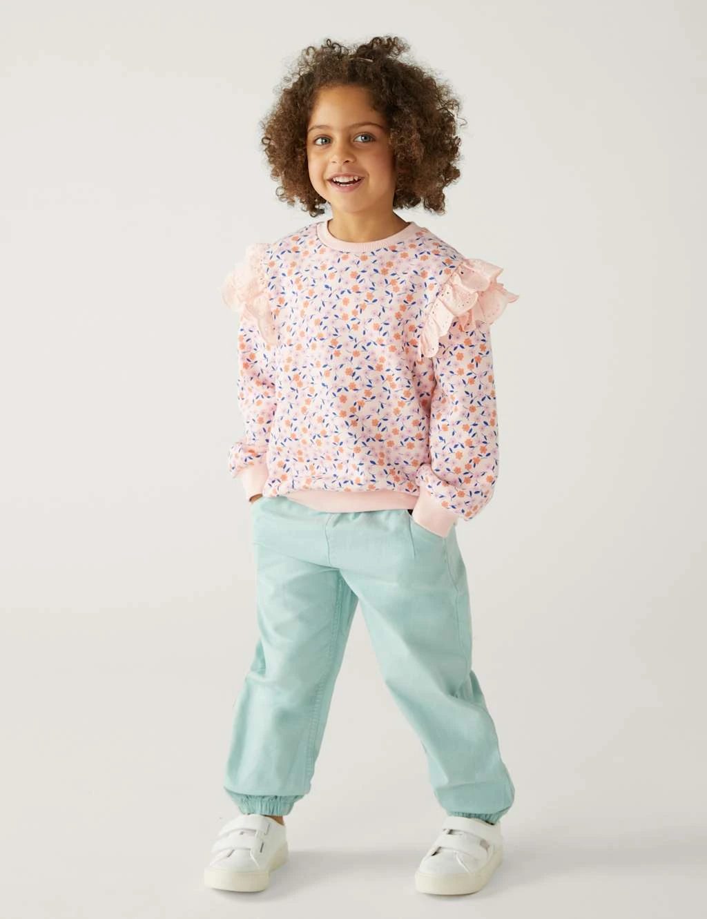 Cotton Rich Frill Floral Sweatshirt (2-8 Yrs) 3 Cotton Rich Frill Floral Sweatshirt (2-8 Yrs) - Image 3