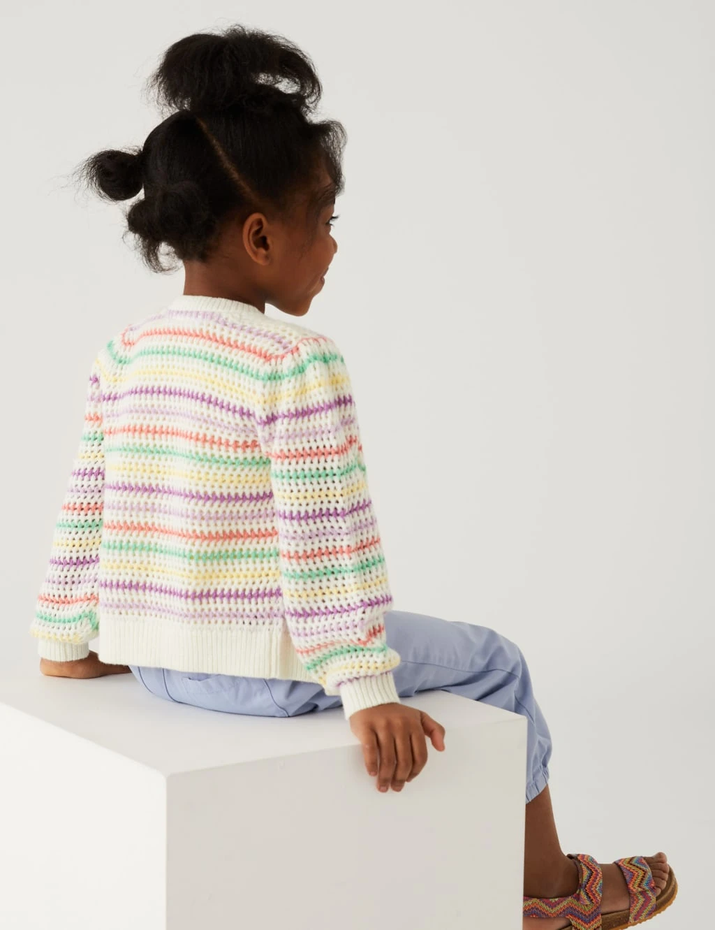 Cotton Rich Knitted Striped Cardigan (2-8 Yrs) 4 Cotton Rich Knitted Striped Cardigan (2-8 Yrs) - Image 4