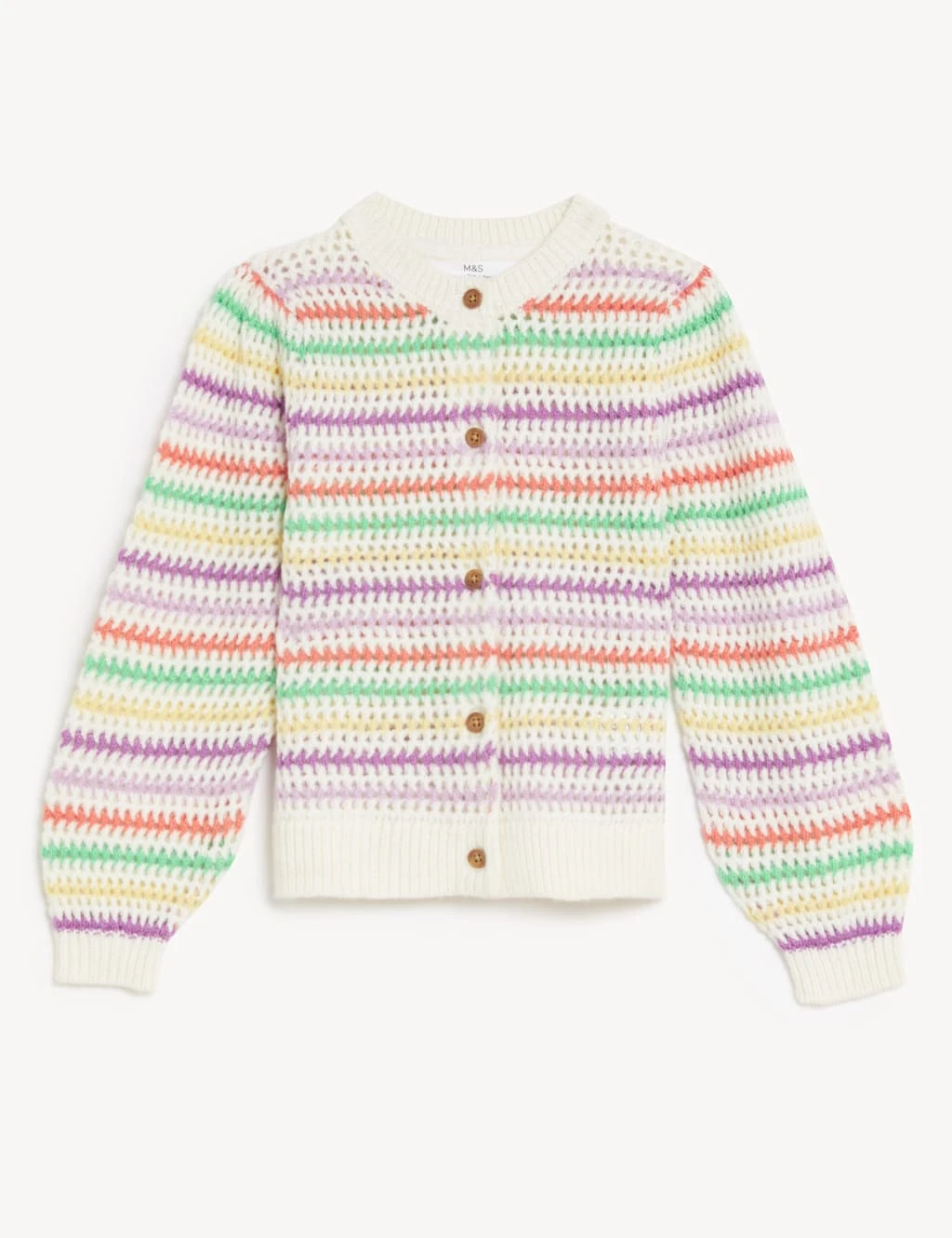 Cotton Rich Knitted Striped Cardigan (2-8 Yrs) 2 Cotton Rich Knitted Striped Cardigan (2-8 Yrs) - Image 2