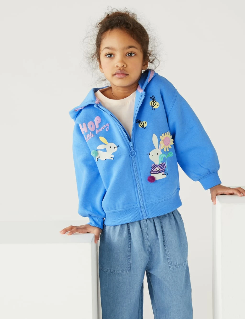 Cotton Rich Bunny Zip Hoodie (2-8 Yrs) 1 Cotton Rich Bunny Zip Hoodie (2-8 Yrs)