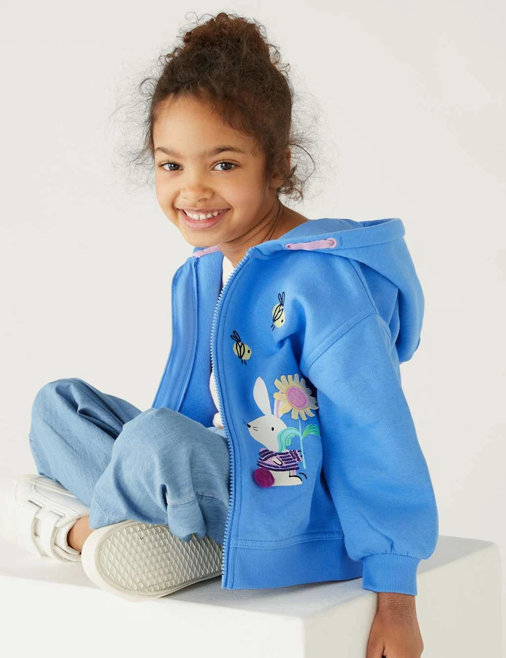 Cotton Rich Bunny Zip Hoodie (2-8 Yrs) 3 Cotton Rich Bunny Zip Hoodie (2-8 Yrs) - Image 3