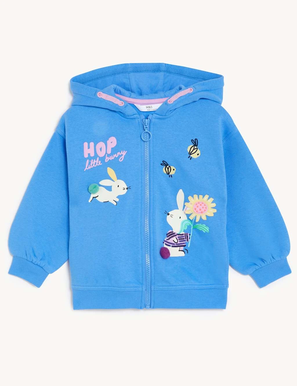 Cotton Rich Bunny Zip Hoodie (2-8 Yrs) 2 Cotton Rich Bunny Zip Hoodie (2-8 Yrs) - Image 2