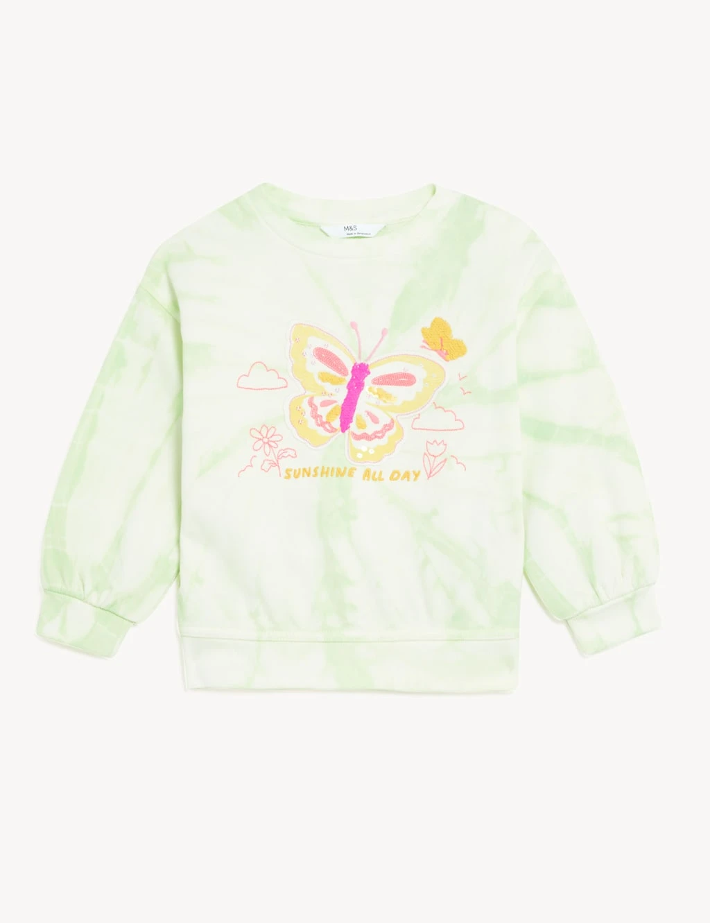 Cotton Rich Butterfly Tie Dye Sweatshirt (2-8 Yrs) 2 Cotton Rich Butterfly Tie Dye Sweatshirt (2-8 Yrs) - Image 2