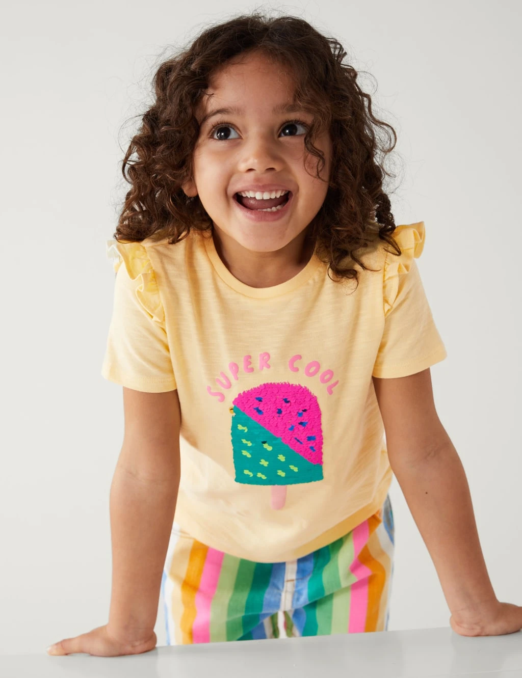 Pure Cotton Sequin Ice Cream T-Shirt (2-8 Yrs) 1 Pure Cotton Sequin Ice Cream T-Shirt (2-8 Yrs)