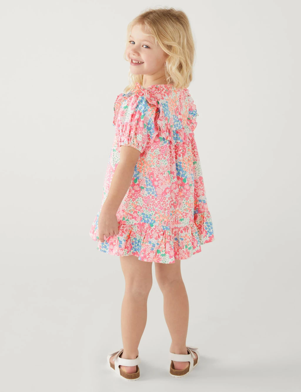 Pure Cotton Floral Frill Dress (2-8 Yrs) 4 Pure Cotton Floral Frill Dress (2-8 Yrs) - Image 4