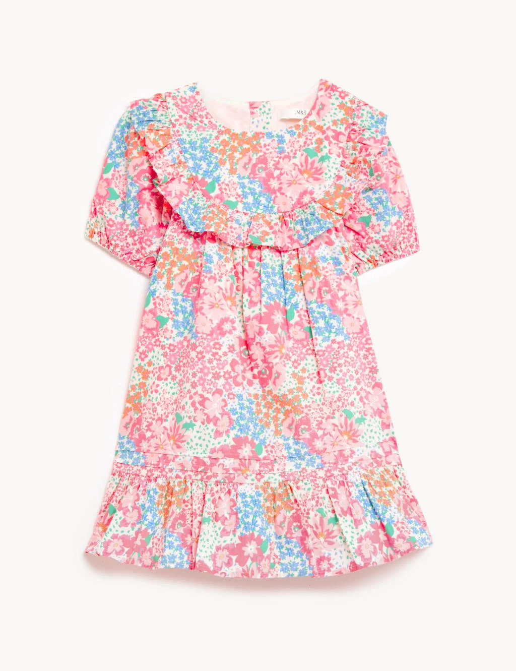 Pure Cotton Floral Frill Dress (2-8 Yrs) 2 Pure Cotton Floral Frill Dress (2-8 Yrs) - Image 2