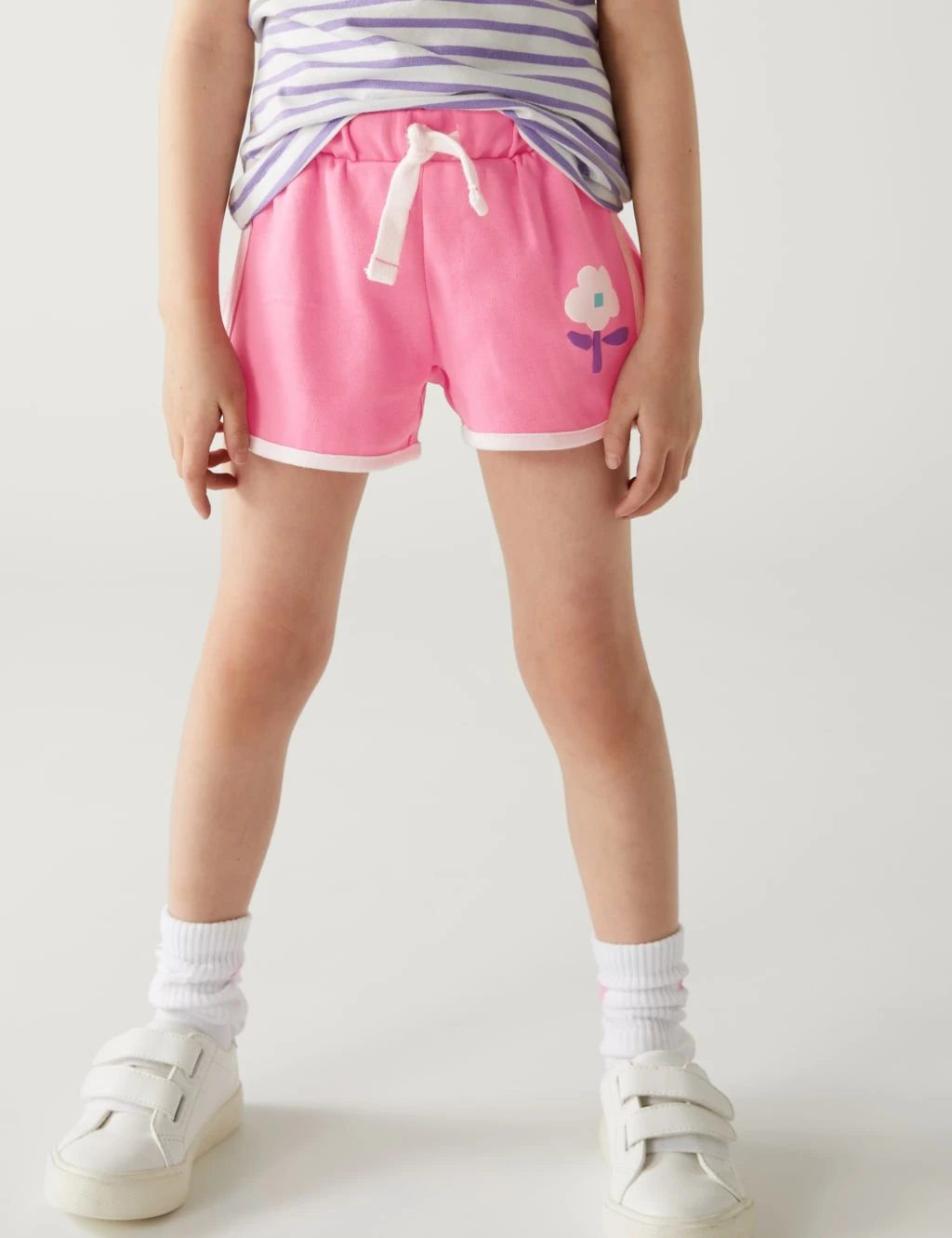 Pure Cotton Side Stripe Floral Shorts (2-8 Yrs) 4 Pure Cotton Side Stripe Floral Shorts (2-8 Yrs) - Image 4