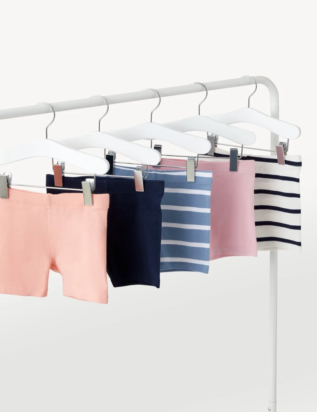 5pk Cotton Rich Striped & Plain Shorts (2-8 Yrs) 1 5pk Cotton Rich Striped & Plain Shorts (2-8 Yrs)