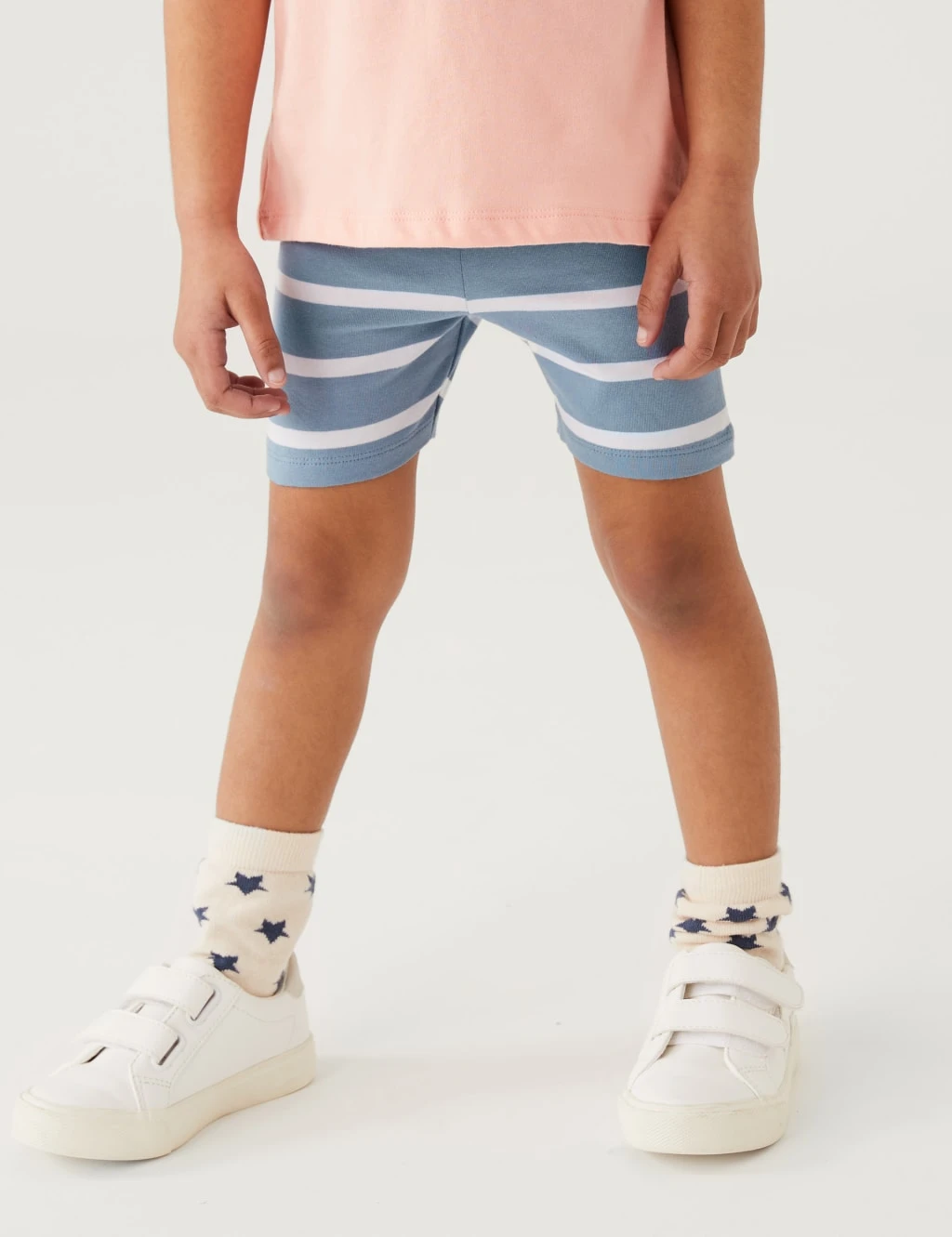 5pk Cotton Rich Striped & Plain Shorts (2-8 Yrs) 3 5pk Cotton Rich Striped & Plain Shorts (2-8 Yrs) - Image 3