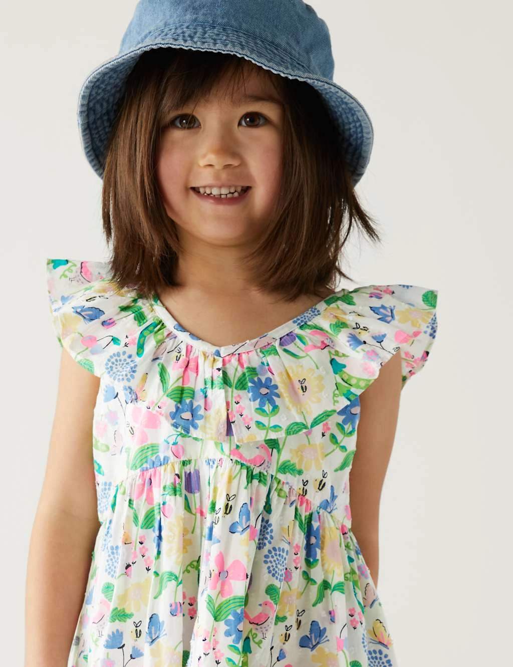 Pure Cotton Garden Floral Dress (2-8 Yrs) 3 Pure Cotton Garden Floral Dress (2-8 Yrs) - Image 3