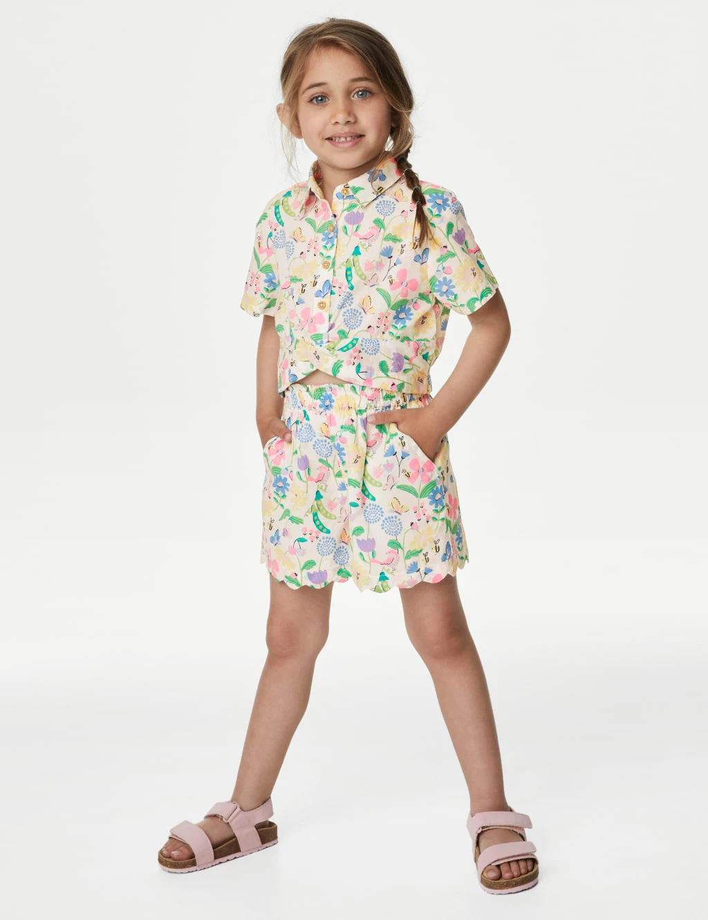 Pure Cotton Floral Top & Bottom Outfit (2-8 Yrs) 1 Pure Cotton Floral Top & Bottom Outfit (2-8 Yrs)