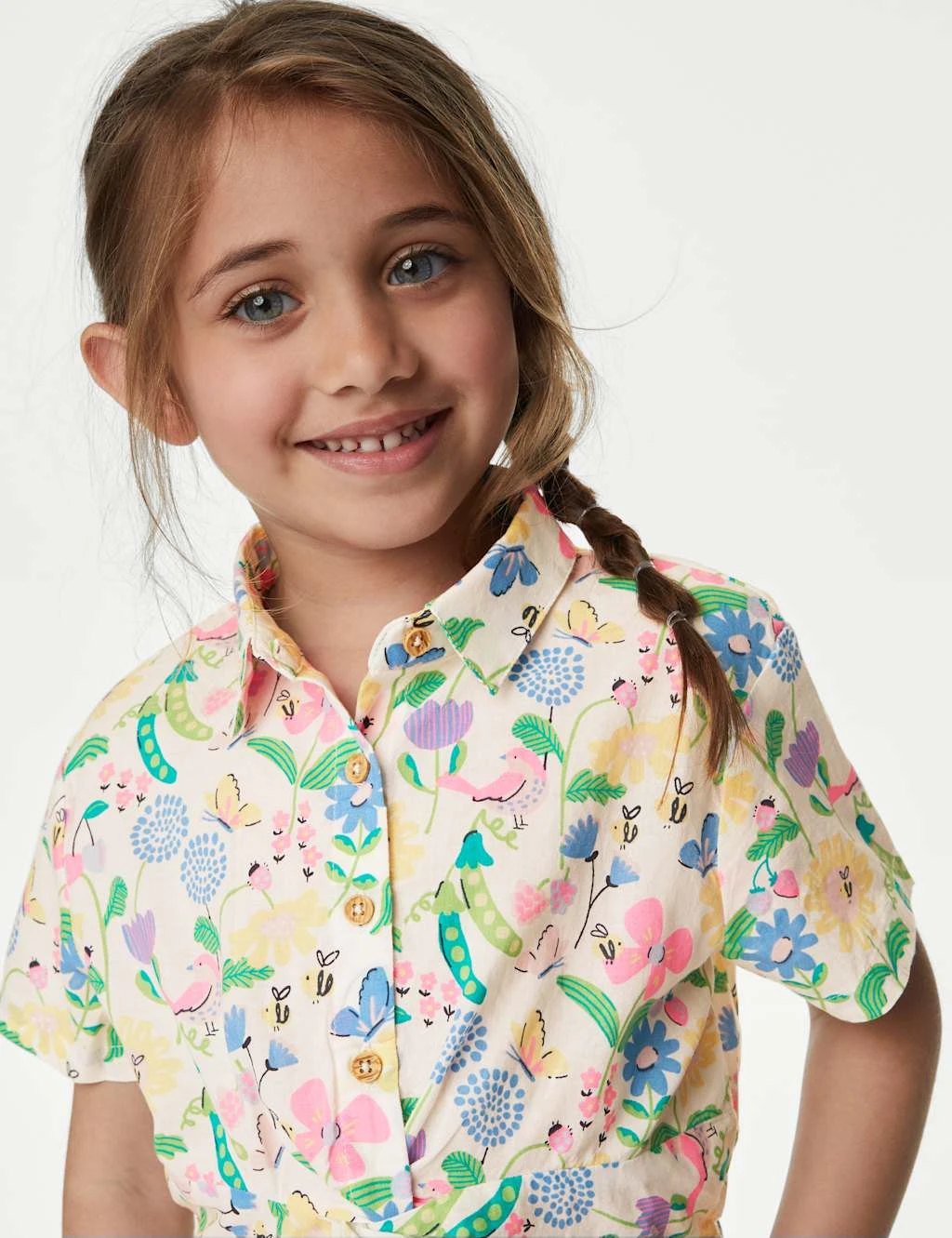 Pure Cotton Floral Top & Bottom Outfit (2-8 Yrs) 3 Pure Cotton Floral Top & Bottom Outfit (2-8 Yrs) - Image 3