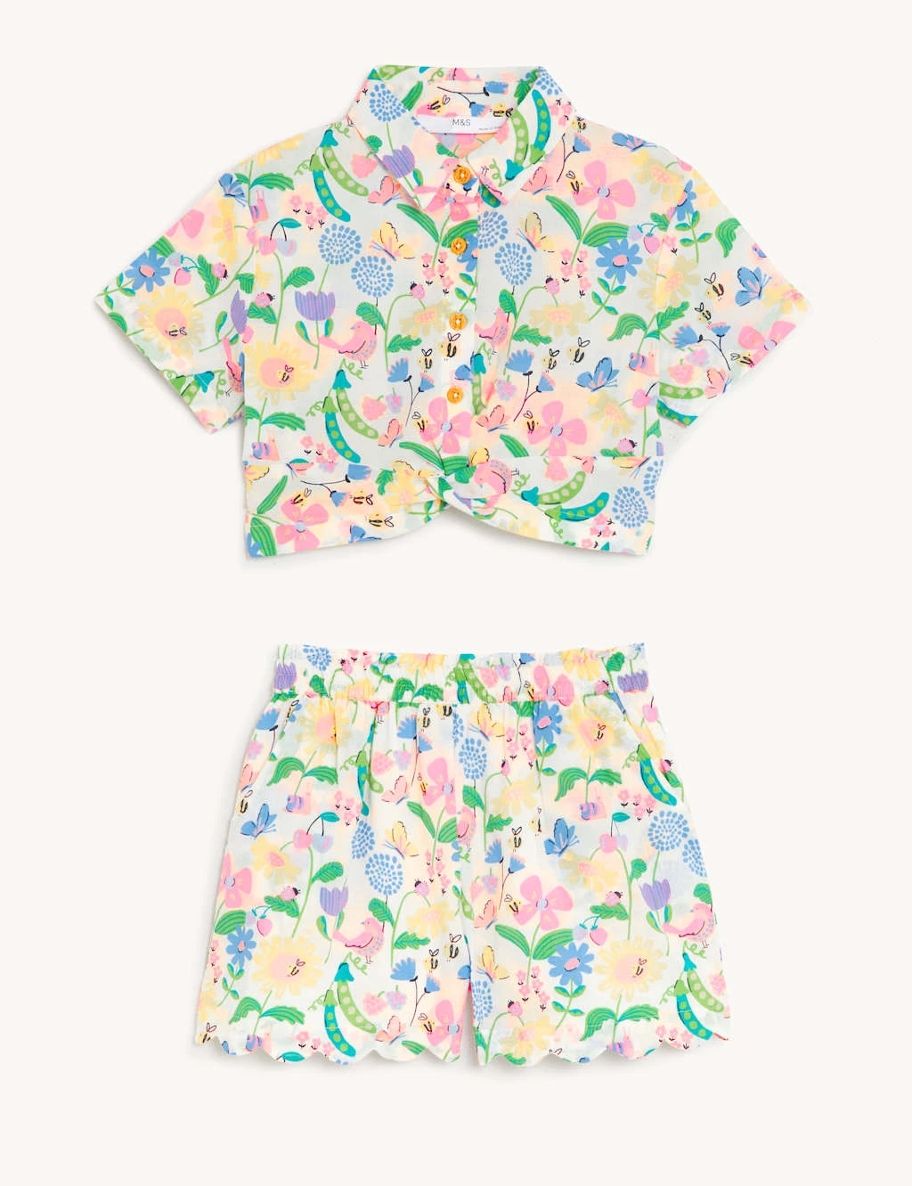 Pure Cotton Floral Top & Bottom Outfit (2-8 Yrs) 2 Pure Cotton Floral Top & Bottom Outfit (2-8 Yrs) - Image 2