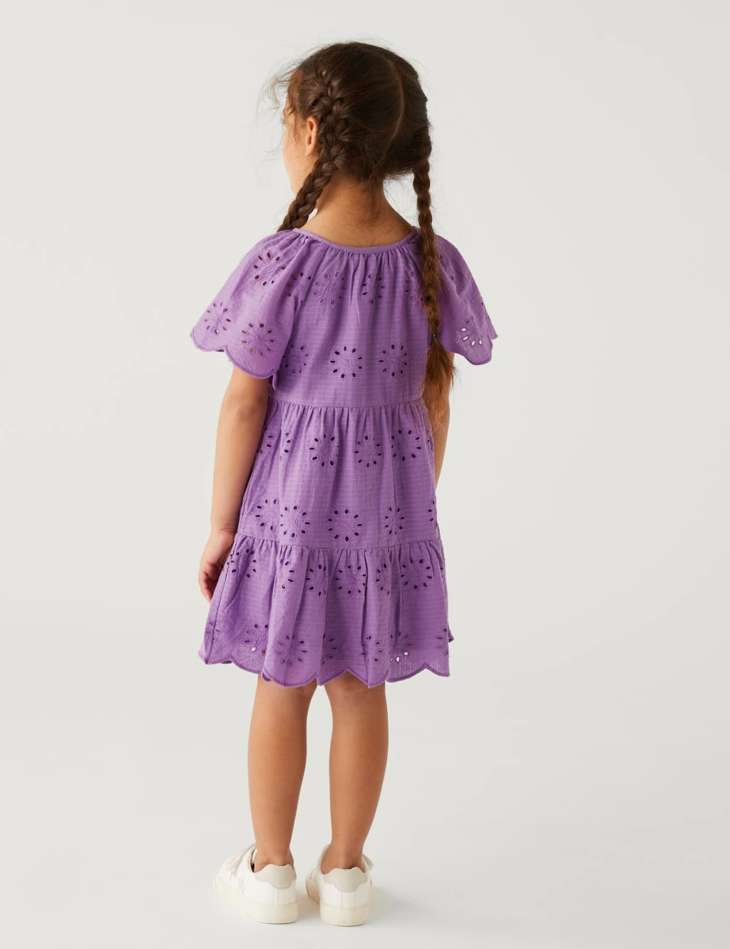 Pure Cotton Broderie Dress (2-8 Yrs) 4 Pure Cotton Broderie Dress (2-8 Yrs) - Image 4