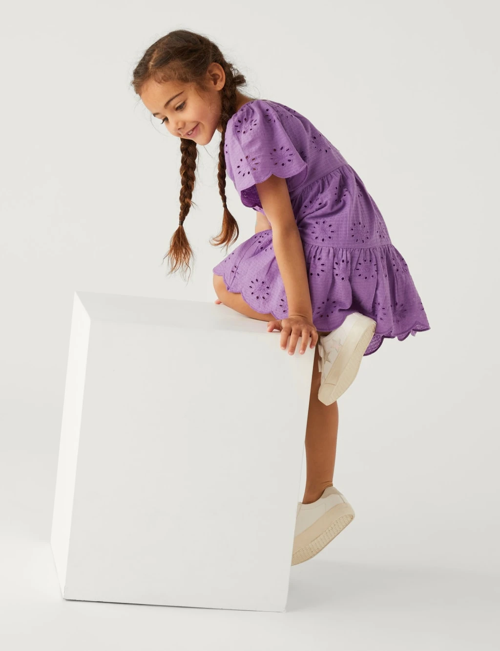 Pure Cotton Broderie Dress (2-8 Yrs) 5 Pure Cotton Broderie Dress (2-8 Yrs) - Image 5