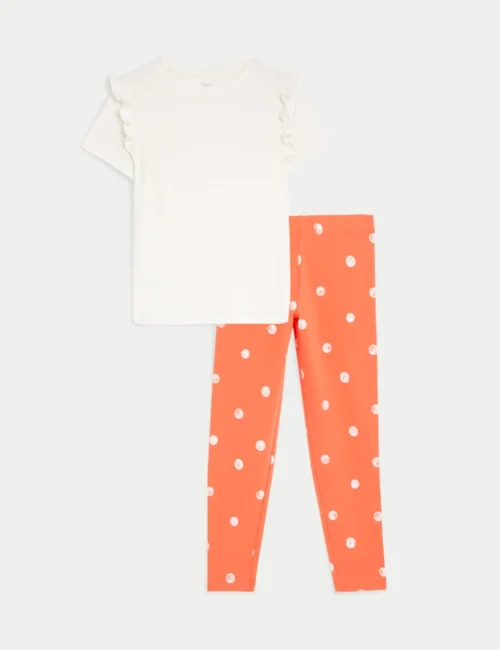 2pc Cotton Blend Spotted Top & Bottom Outfit (2-8 Yrs)