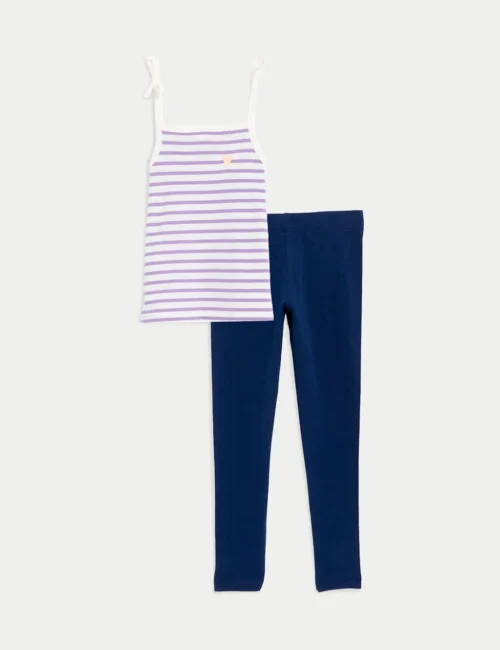 Cotton Rich Striped Top & Bottom Outfit (2 - 8 Yrs)