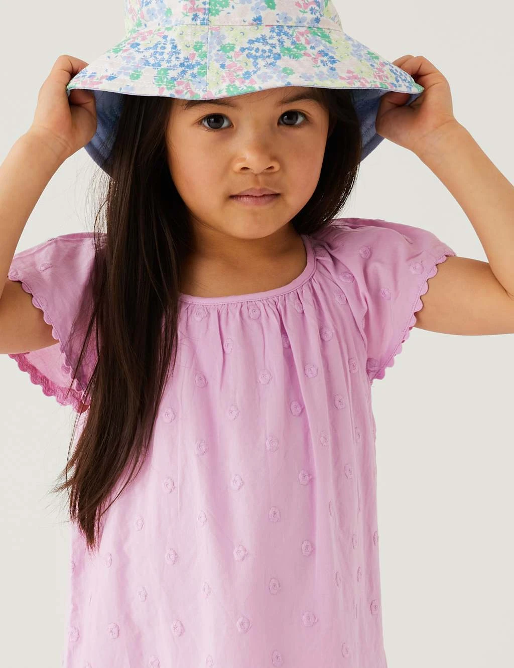 Pure Cotton Embroidered Spotted Dress (2-8 Yrs) 3 Pure Cotton Embroidered Spotted Dress (2-8 Yrs) - Image 3