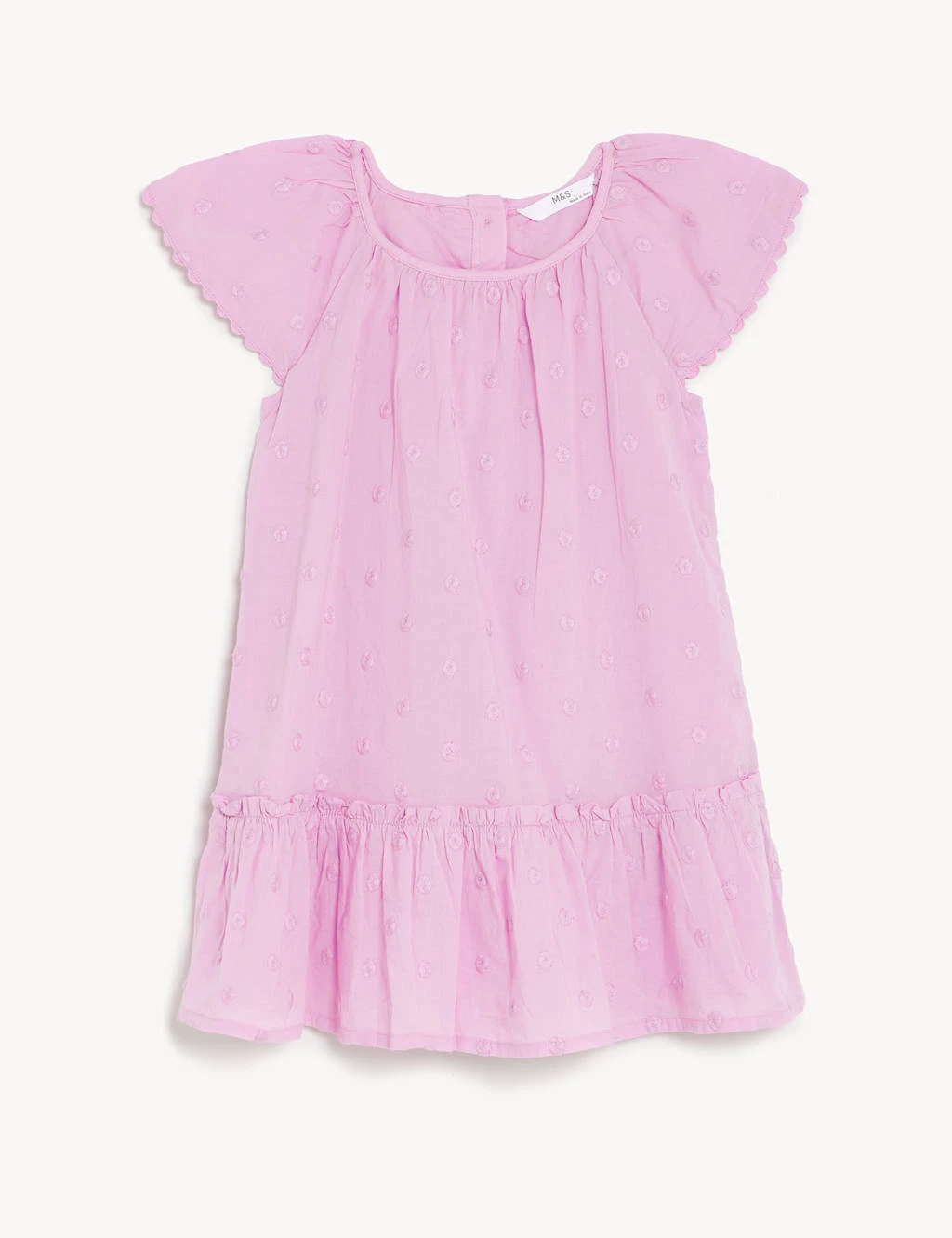 Pure Cotton Embroidered Spotted Dress (2-8 Yrs) 2 Pure Cotton Embroidered Spotted Dress (2-8 Yrs) - Image 2