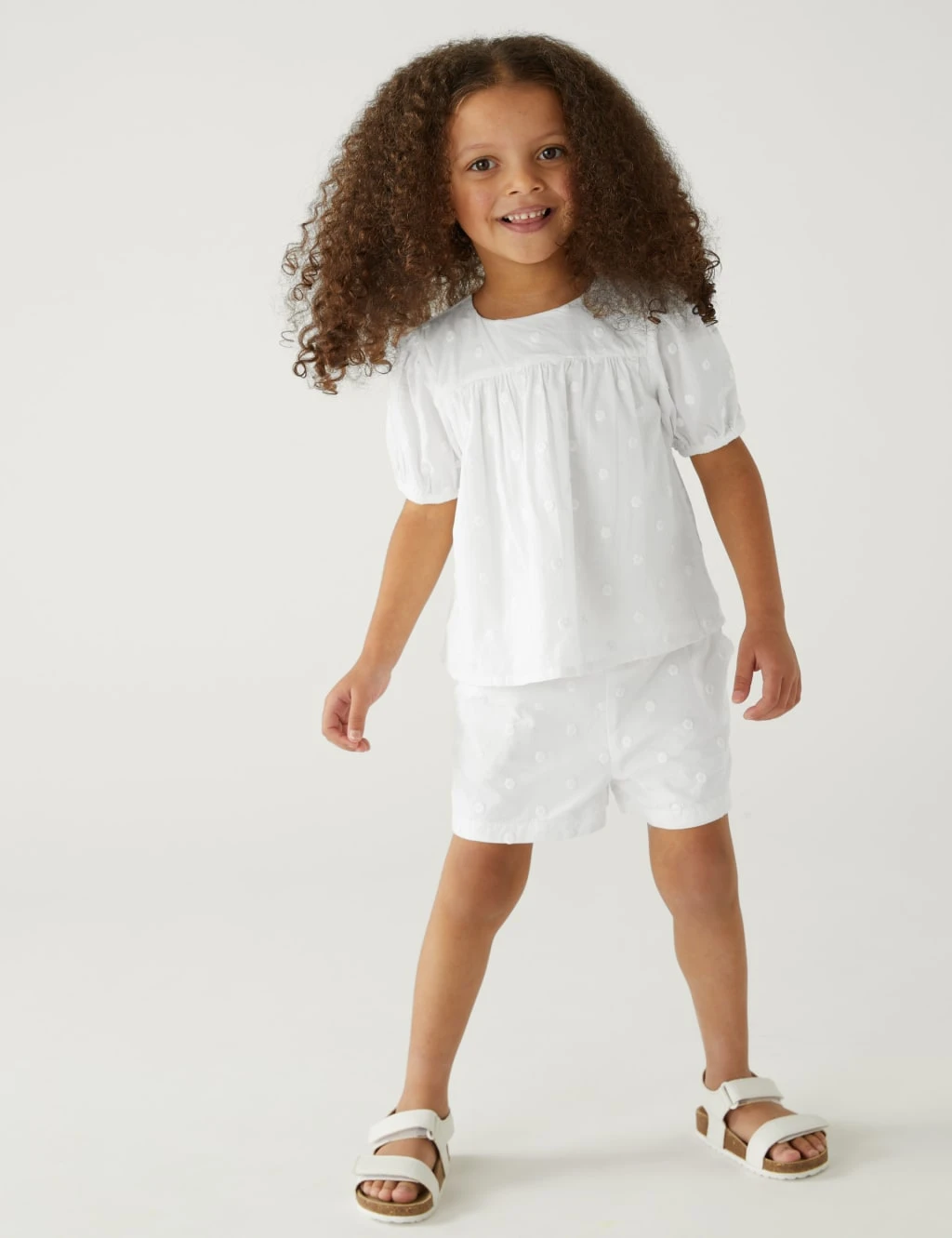 Pure Cotton Broderie Top & Bottom Outfit (2-8 Yrs) 1 Pure Cotton Broderie Top & Bottom Outfit (2-8 Yrs)