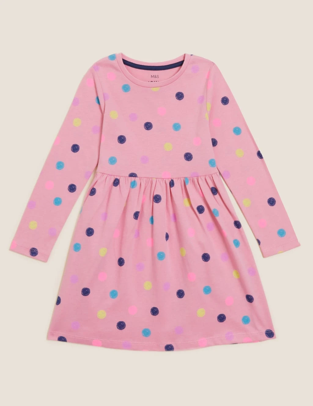 Pure Cotton Spotted Dress (2-7 Yrs) 1 Pure Cotton Spotted Dress (2-7 Yrs)