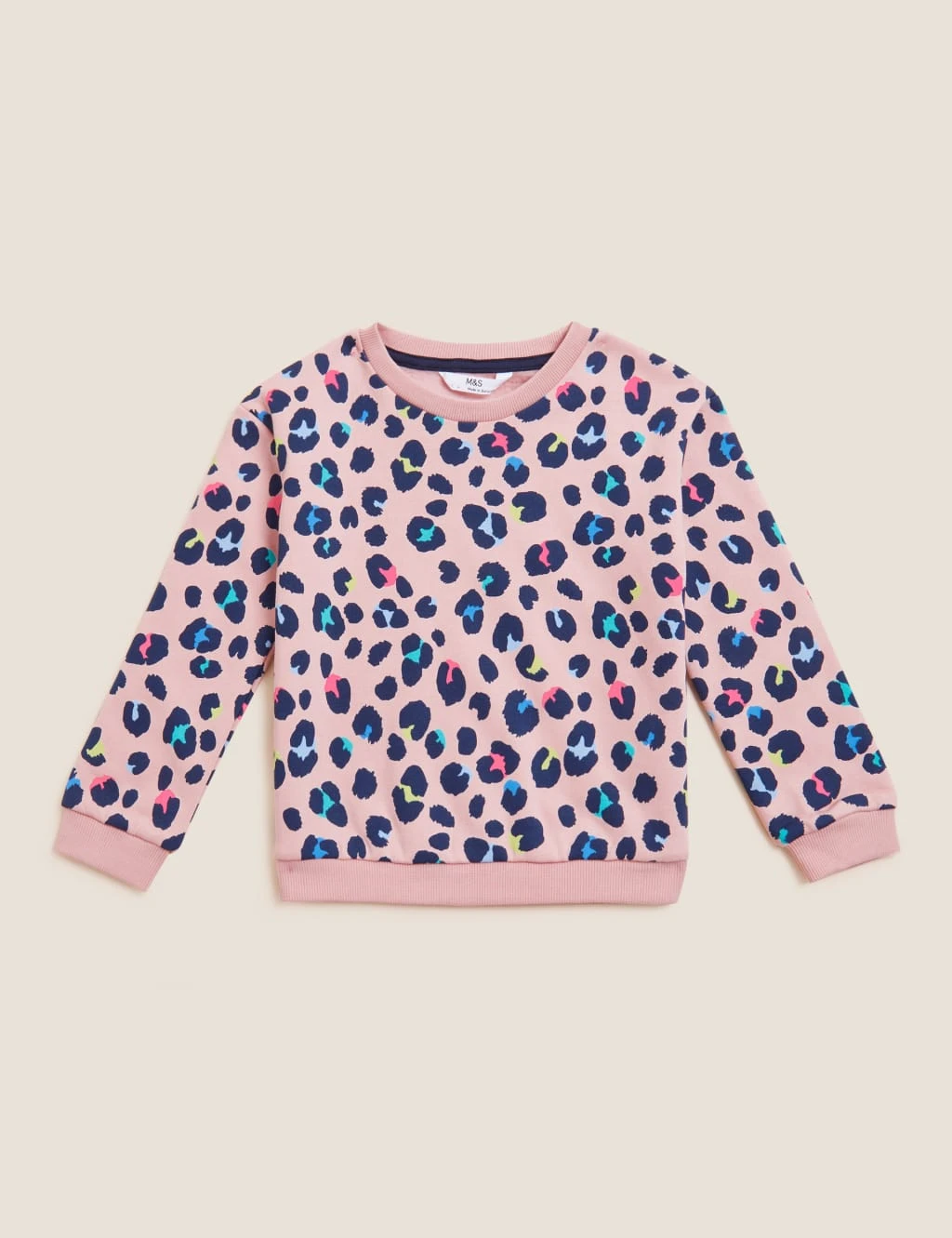 Cotton Rich Leopard Print Sweatshirt (2-7 Yrs) 2 Cotton Rich Leopard Print Sweatshirt (2-7 Yrs) - Image 2