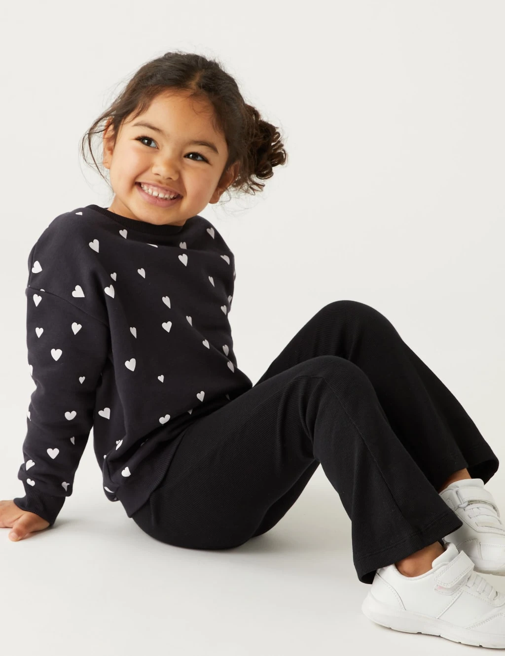 Cotton Rich Heart Print Sweatshirt (2-8 Yrs) 1 Cotton Rich Heart Print Sweatshirt (2-8 Yrs)