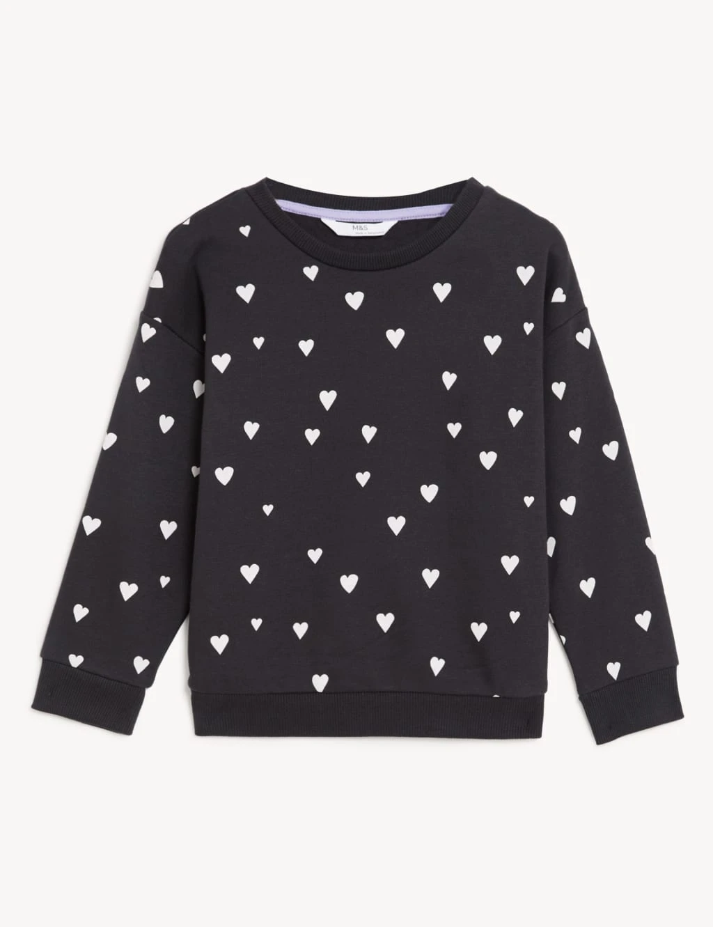 Cotton Rich Heart Print Sweatshirt (2-8 Yrs) 2 Cotton Rich Heart Print Sweatshirt (2-8 Yrs) - Image 2