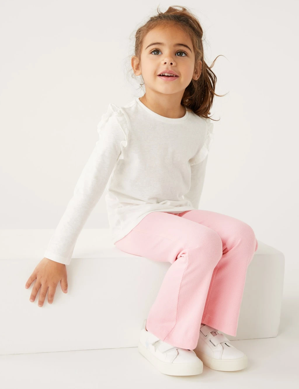 Cotton Rich Ribbed Kick Flare Leggings (2-8 Yrs) 1 Cotton Rich Ribbed Kick Flare Leggings (2-8 Yrs)
