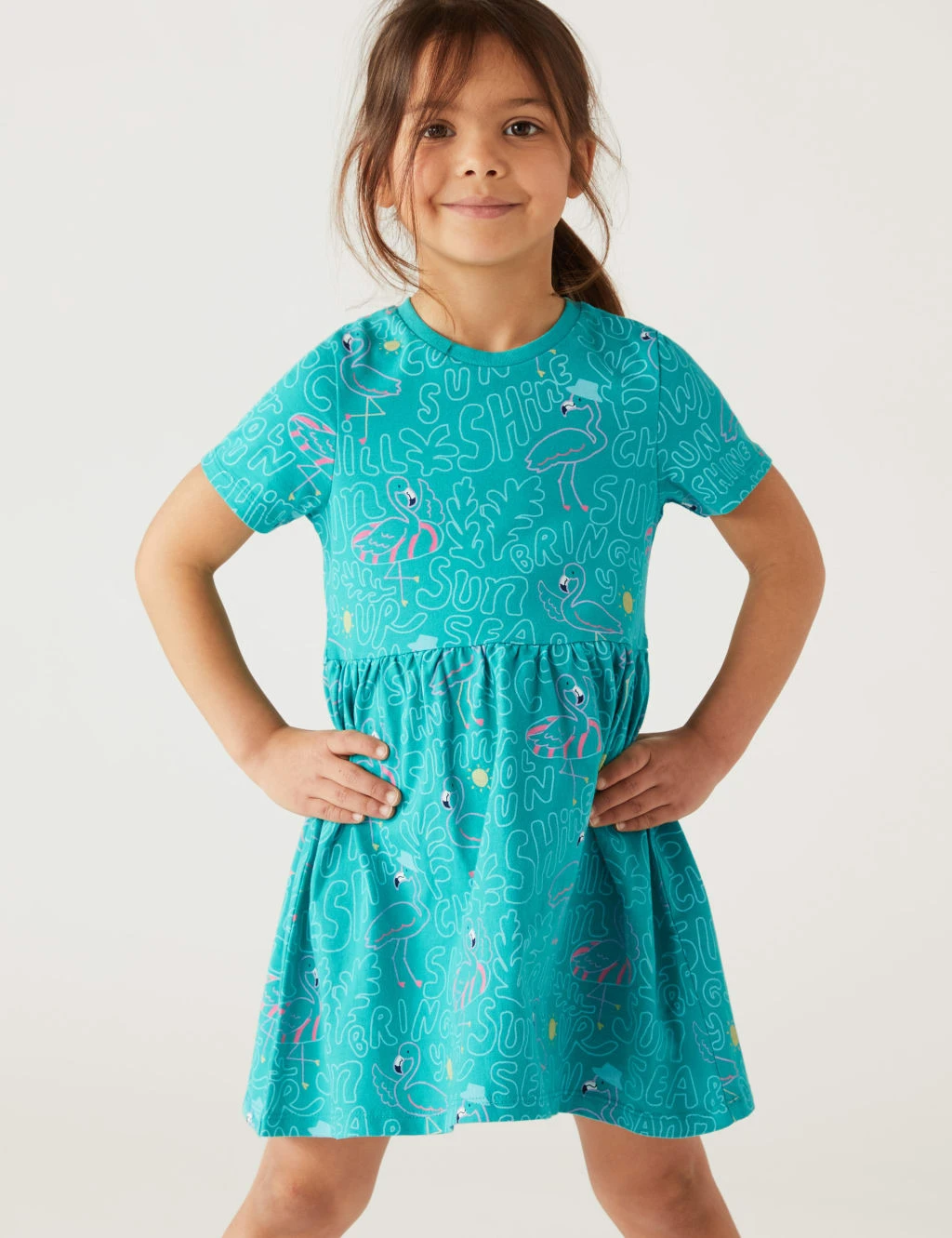 Pure Cotton Flamingo Dress (2-8 Yrs) 3 Pure Cotton Flamingo Dress (2-8 Yrs) - Image 3