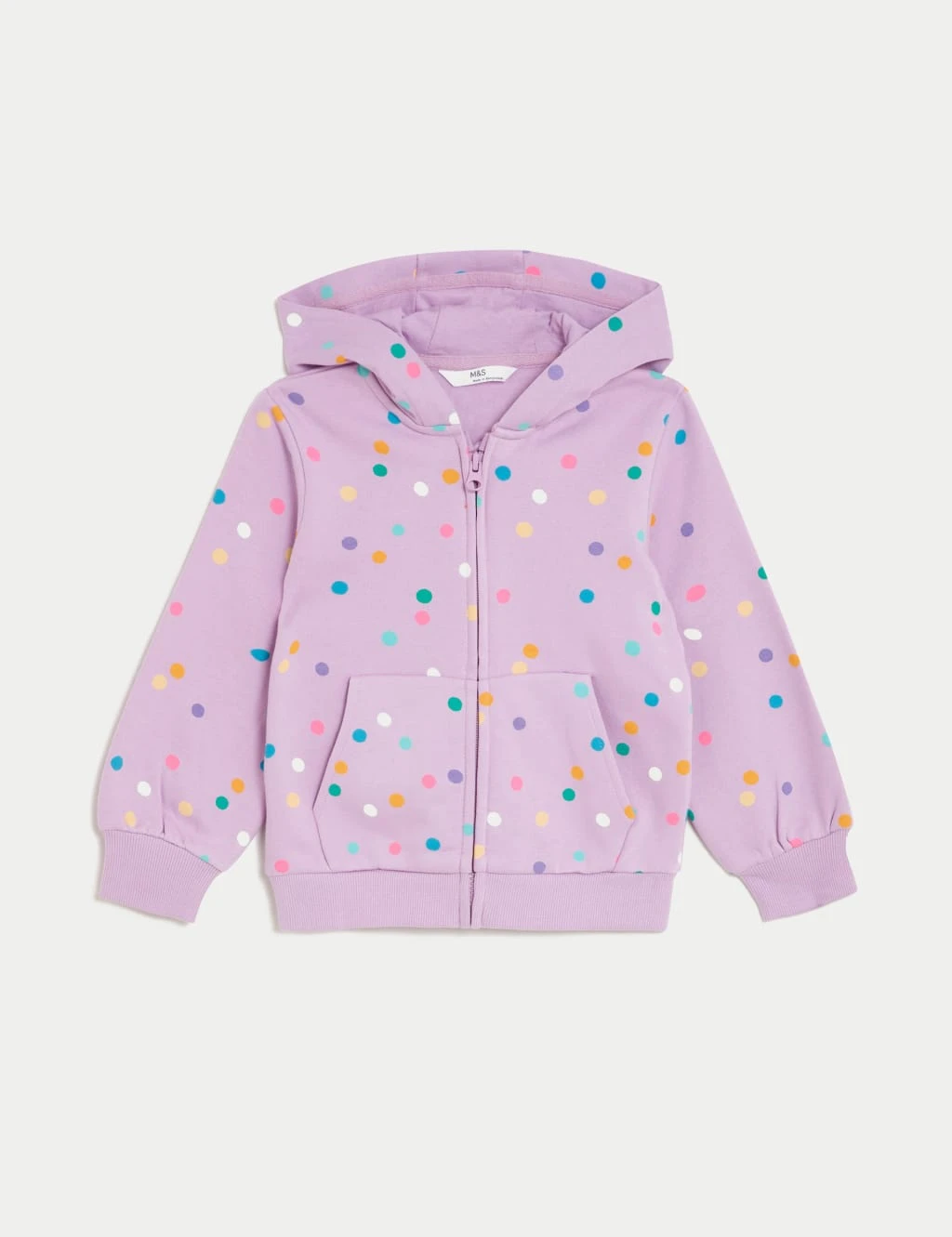 Cotton Rich Spotted Zip Hoodie (2-8 Yrs) 2 Cotton Rich Spotted Zip Hoodie (2-8 Yrs) - Image 2