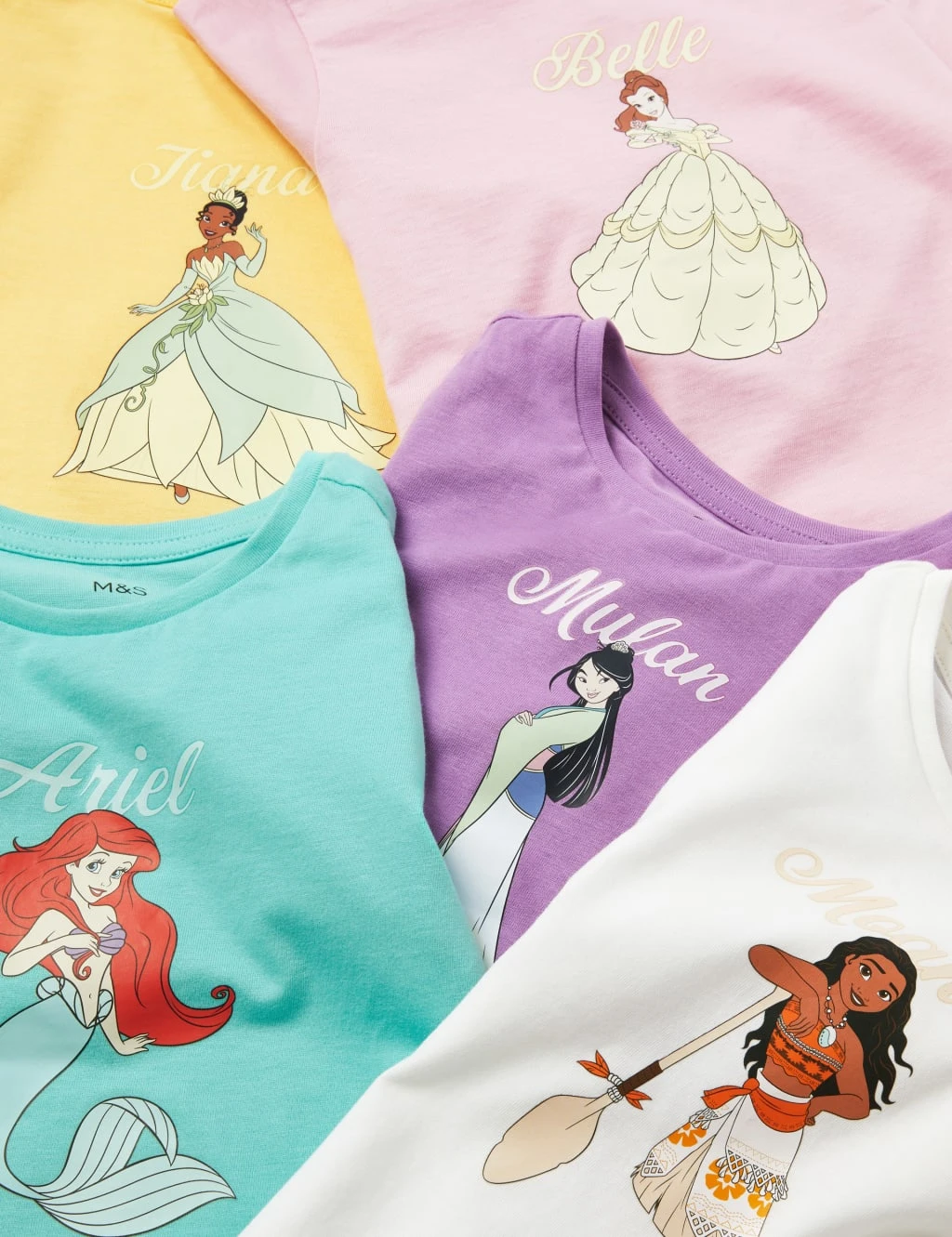 5pk Pure Cotton Disney Princess™ Tops (2-8 Yrs) 4 5pk Pure Cotton Disney Princess™ Tops (2-8 Yrs) - Image 4