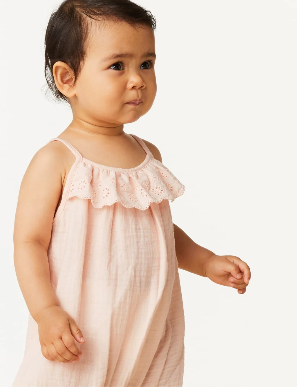 Pure Cotton Broderie Romper (0-3 Yrs) 5 Pure Cotton Broderie Romper (0-3 Yrs) - Image 5