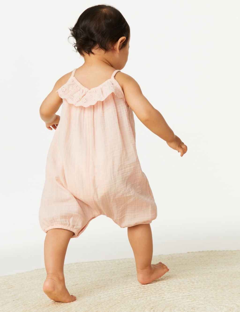 Pure Cotton Broderie Romper (0-3 Yrs) 6 Pure Cotton Broderie Romper (0-3 Yrs) - Image 6