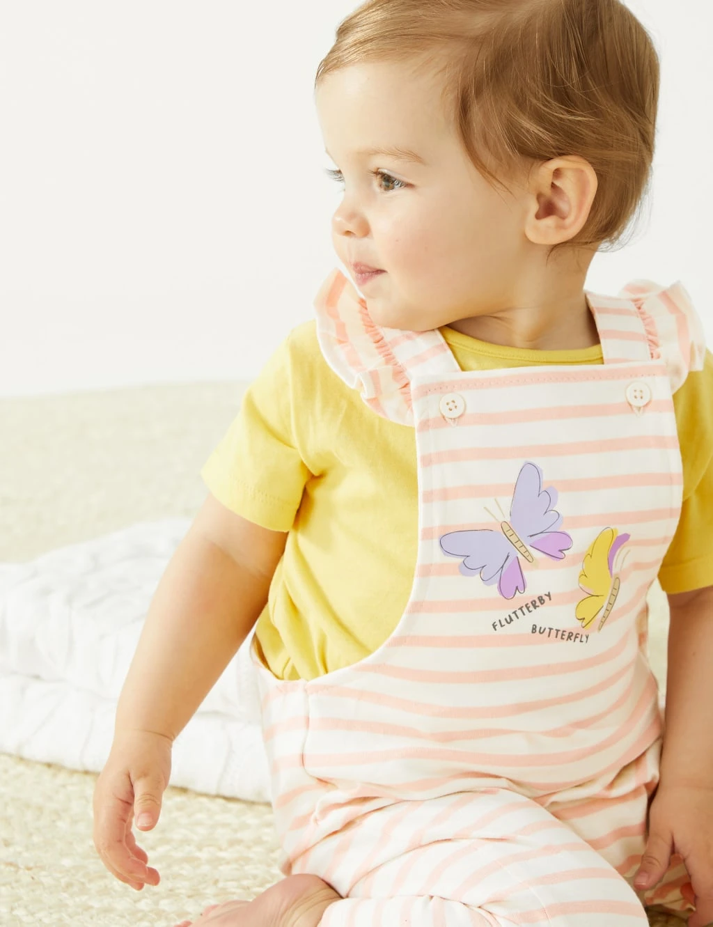 Pure Cotton Striped Dungarees (0-3 Yrs) 1 Pure Cotton Striped Dungarees (0-3 Yrs)