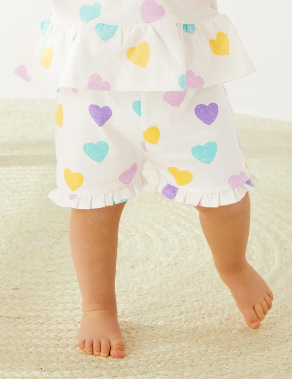 Pure Cotton Heart Print Frill Shorts (0-3 Yrs) 5 Pure Cotton Heart Print Frill Shorts (0-3 Yrs) - Image 5