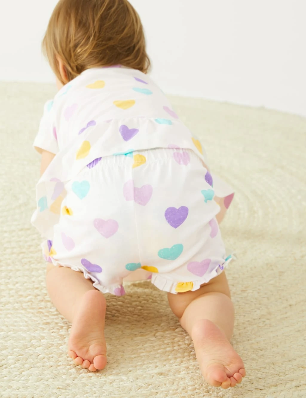 Pure Cotton Heart Print Frill Shorts (0-3 Yrs) 6 Pure Cotton Heart Print Frill Shorts (0-3 Yrs) - Image 6