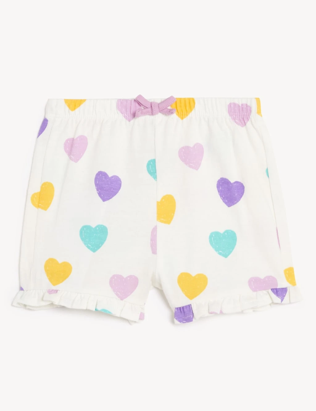 Pure Cotton Heart Print Frill Shorts (0-3 Yrs) 2 Pure Cotton Heart Print Frill Shorts (0-3 Yrs) - Image 2