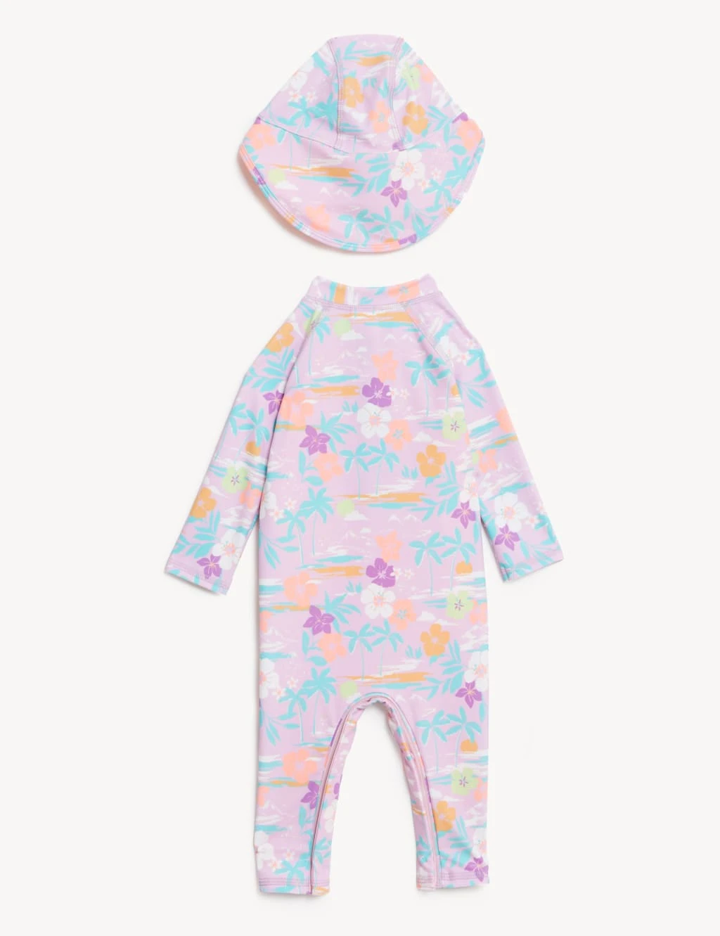 2pc Tropical Short Leg Swimsuit & Hat Set (0-3 Yrs) 3 2pc Tropical Short Leg Swimsuit & Hat Set (0-3 Yrs) - Image 3