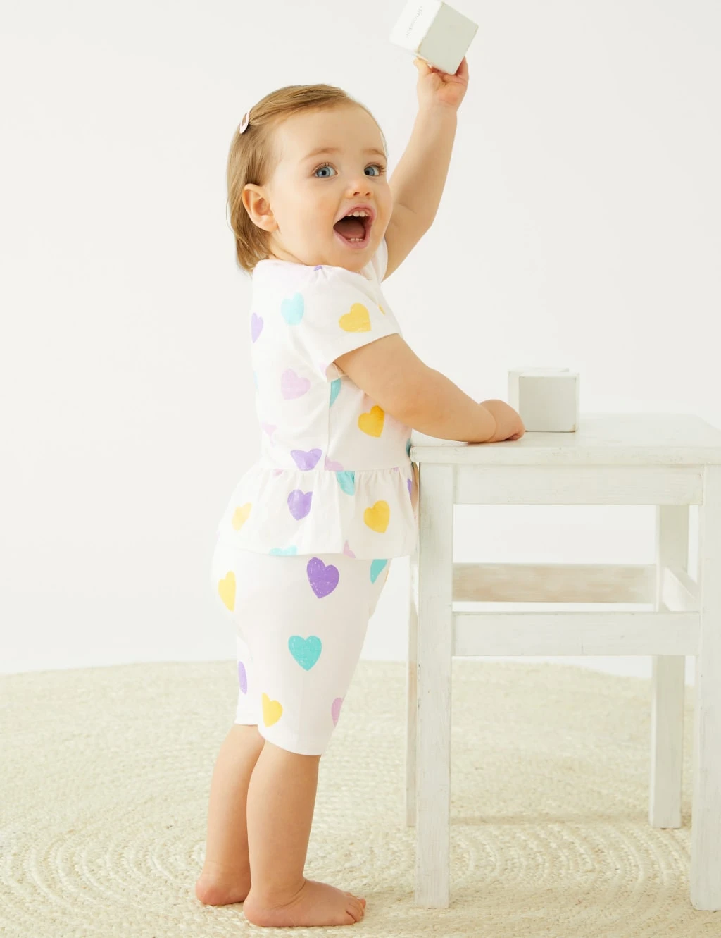 Cotton Rich Heart Print Shorts (0-3 Yrs) 5 Cotton Rich Heart Print Shorts (0-3 Yrs) - Image 5