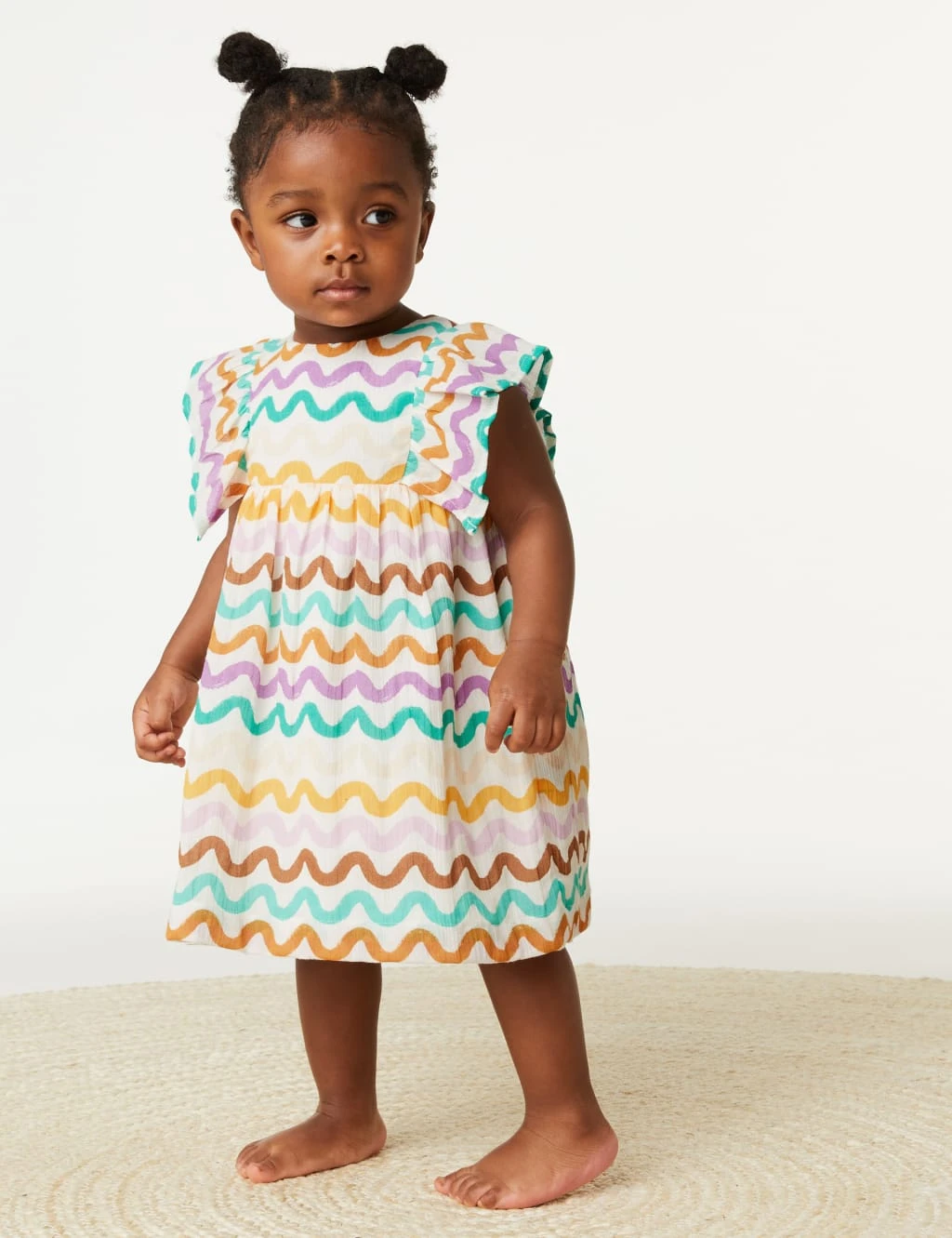 Pure Cotton Printed Frill Dress (0-3 Yrs) 1 Pure Cotton Printed Frill Dress (0-3 Yrs)