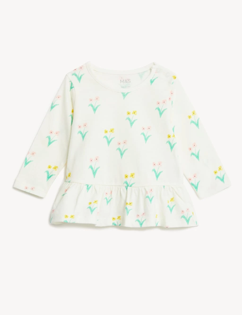 Pure Cotton Floral Top (0-3 Yrs) 2 Pure Cotton Floral Top (0-3 Yrs) - Image 2